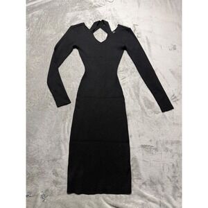 Almost Famous Black Ribbed Knit Cutout Neck Halter Midi Dress Size S